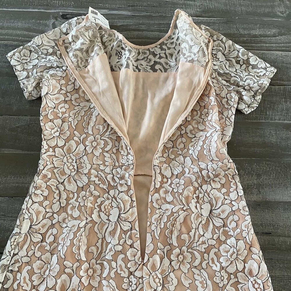 Peach Love California Dress Size Large Floral Lace Short Sleeve Lined Ladies New - Picture 7 of 10